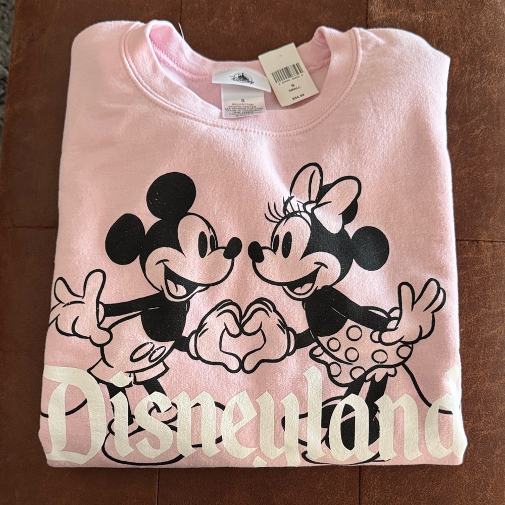 Disney Pink Sweatshirt with Mickey and Minnie Graphic